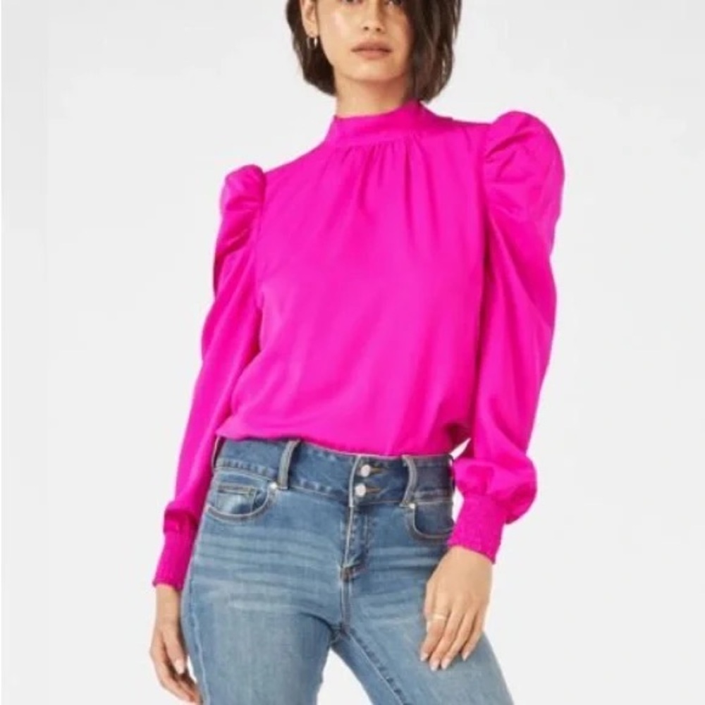 Flying Tomato Hot Pink Long-Sleeve Bow-Tie Blouse